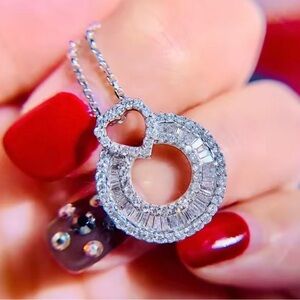 Heart Halo Cubic Zirconia Pendant Necklace